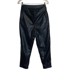 Shinestar High Waist Faux Leather Tapered Pants Black Size M
